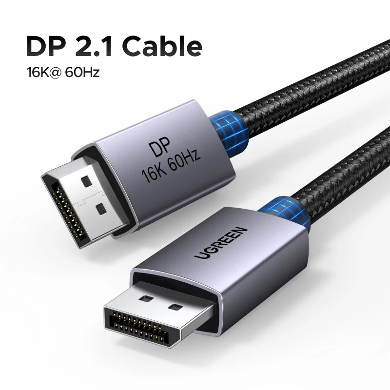 UGREEN DisplayPort Cable DP 2.1 16K 8K 4K 60Hz HDR Video Audio Cable for PC Laptop TV Monitor Projector Camera Display Port
