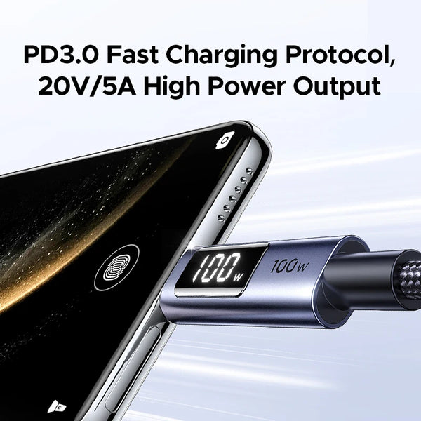 UGREEN PD100W USB C Cable Digital Power Display Fast Charging W/V/A for Laptop MacBook iPhone 18/17 Samsung S26 iPad Smart Cord