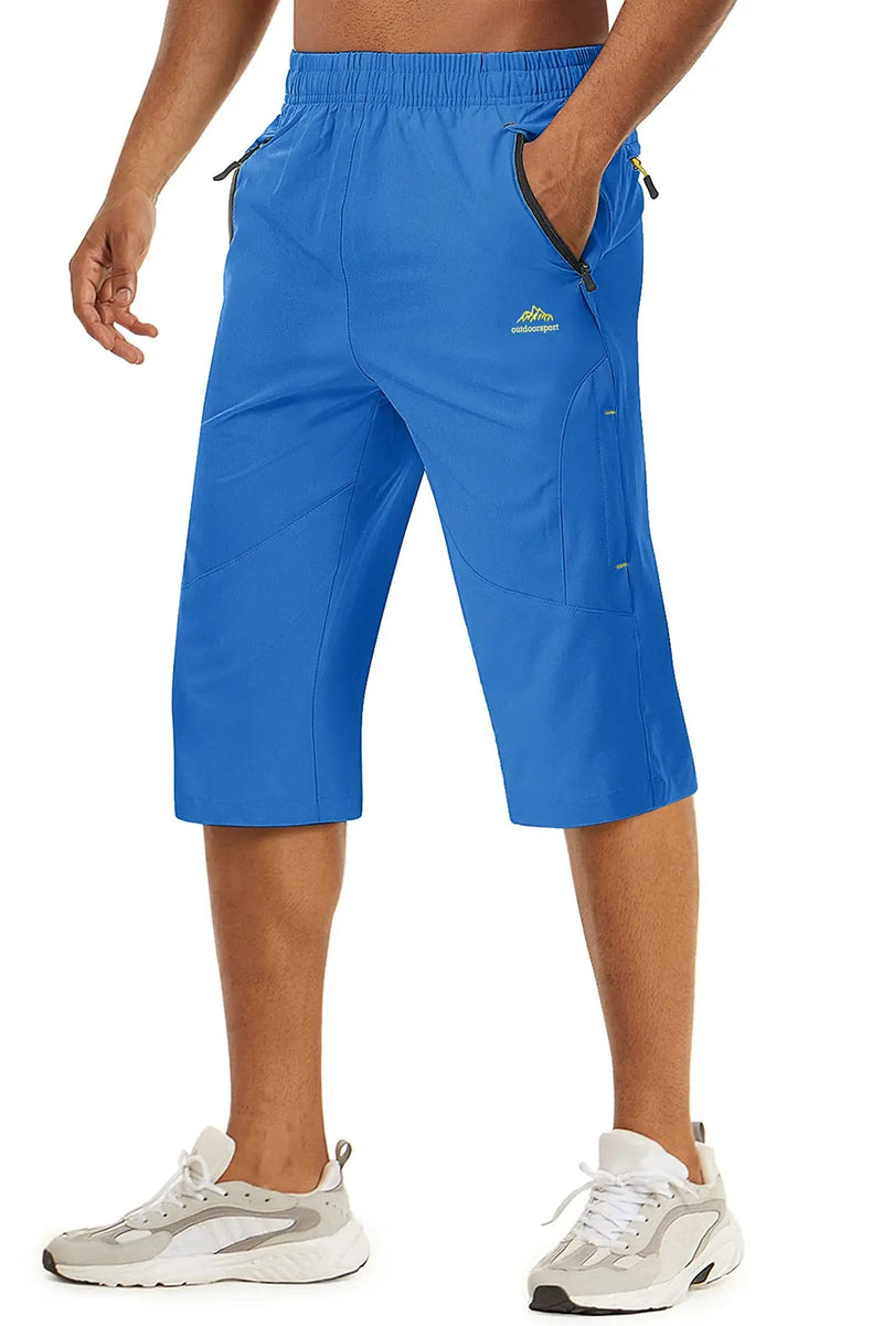 TACVASEN Summer 3/4 Length Quick Dry Mens Capri Shorts Hiking Camping Mountain Work Shorts Zipper Pocket Outdoor Fishing Shorts