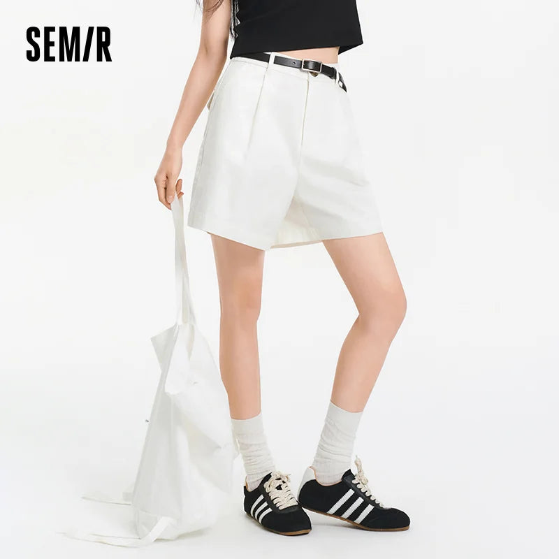 Semir Womens Shorts 2026 Pleated Semi Elastic Waist Loose Slim Fit Versatile Casual Fashion