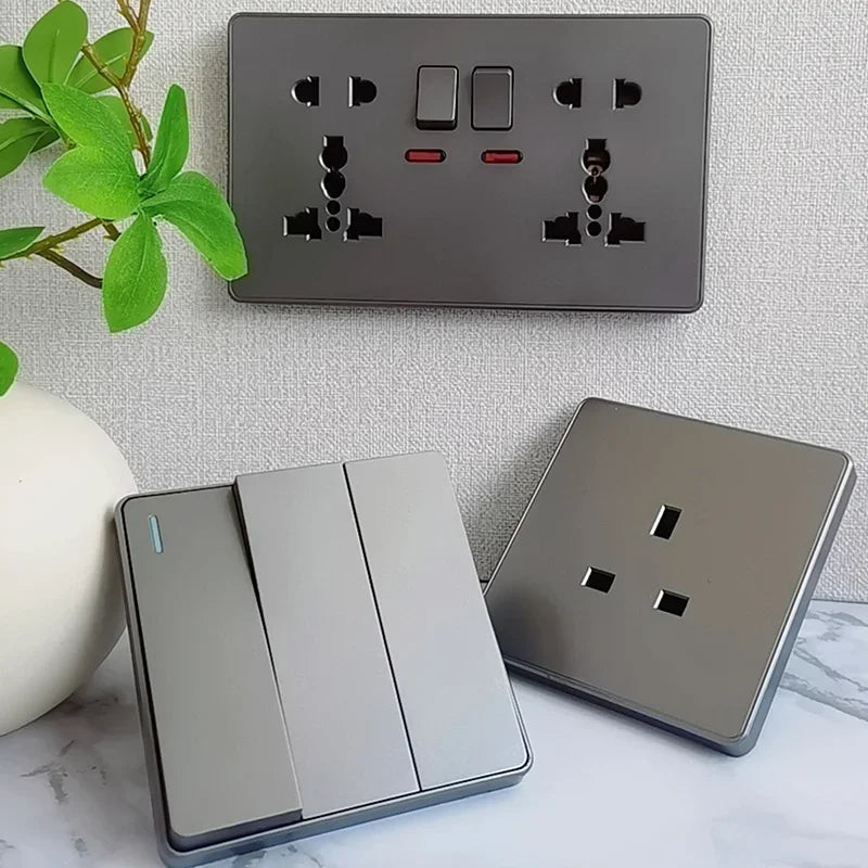 Grey UK USB Plug type c 18W Fast Charging Wall Socket, Universal 3.1A USB C socket, Water heater electrical light switch panel