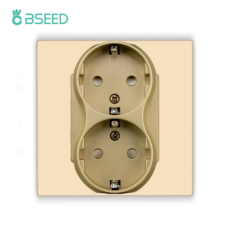 BSEED EU Wall Double Sockets European Dual Power Outlets for Home Office Electrical Plug 86mm Plastic Panel White Black