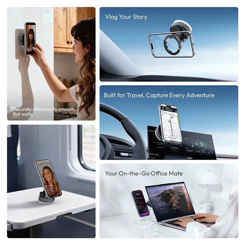 ជើងទ្រ រថយន្ត Ulanzi MA40 MagLock Suction Cup Mount សម្រាប់ ទូរសព្ទ ដៃ iPhone 17 16 Pro Max Android ជាមួយ នឹង ការ លៃតម្រូវ 3-Axis បង្វិល 360°