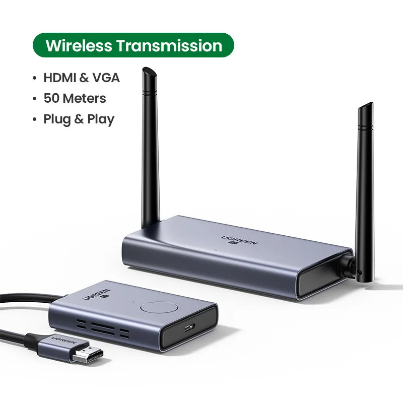 【NEW-IN】UGREEN Wireless HDMI Extender Video Transmitter & Receiver Kit 5G 50M Transmits Display Dongle for TV PC PS5/4 Monitor