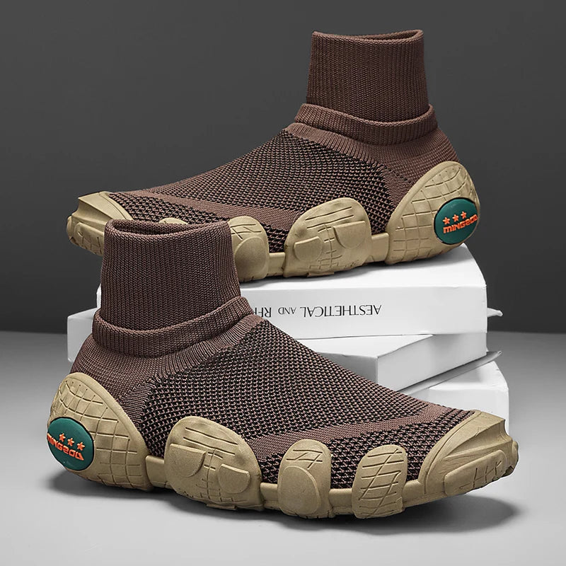 Mens Walking Shoes Trendy Breathe Mesh Fabric Anti Slip Wear-resistant Morning Exercise Jogging Outdoor Training Sneakers