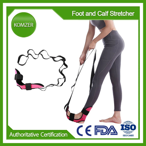Foot and Calf Stretcher for Plantar Fasciitis, Achilles Tendonitis, Heel Spurs, Drop Foot. Yoga Stretching Strap for Leg, Thigh