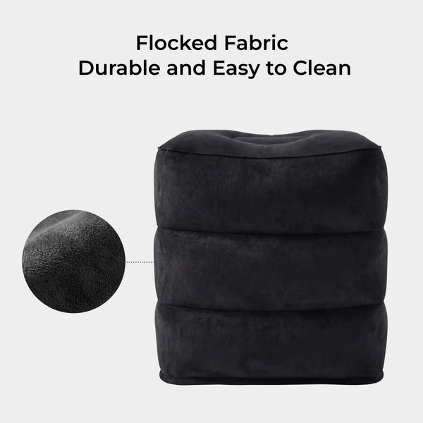 FLEXTAIL X VOLLYC Inflatable Travel Foot Rest with 700mAh Rechargeable Air Pump, Adjustable Height Leg Rest for Airplane, office