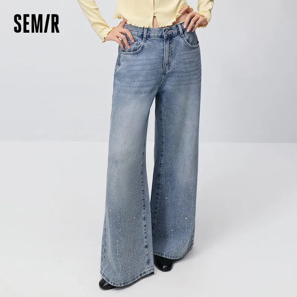 ខោខូវប៊យ Semir សម្រាប់នារី រចនាបែប Rhinestone រលុងបន្តិច ស្ដើង សាមញ្ញ ស្លៀកប្រចាំថ្ងៃ 2026