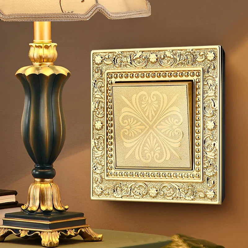 Luxury Vintage Push Button Switch 1/2/3/Gang 2Way,EU France Standard copper Wall socket,Universal light home switch power outlet