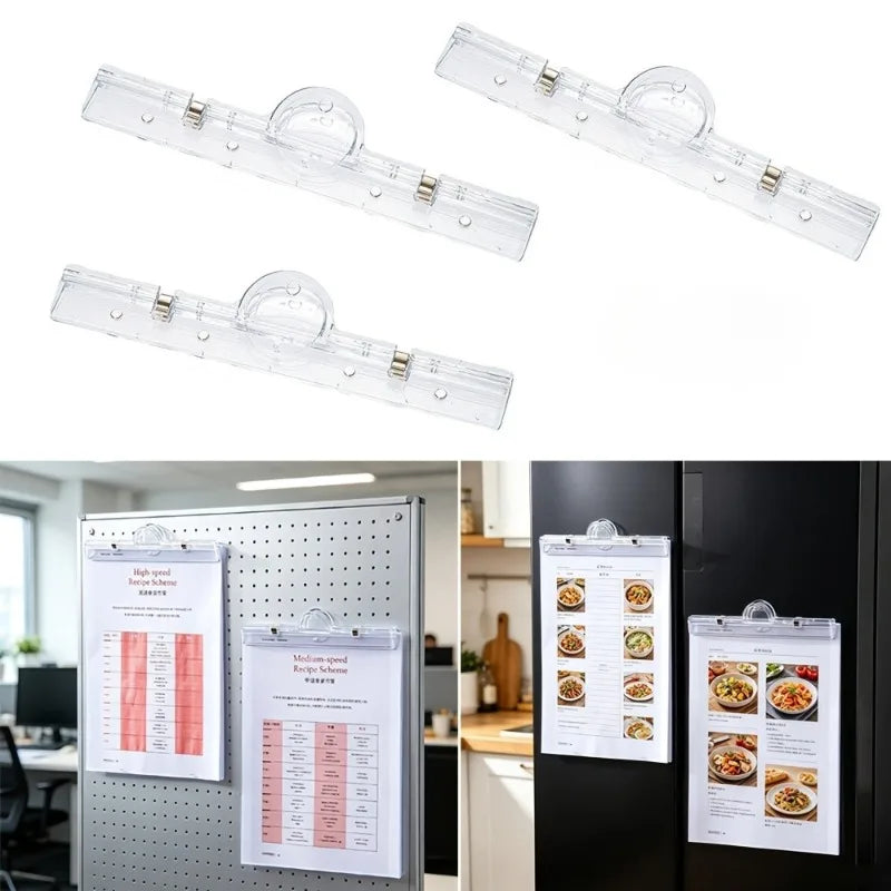 1pc A4 File Clip,Acrylic Transparent Clip with Magnetic Function,Menu Holder,Office Supplies Folder,Moisture-Proof Sealing Clip