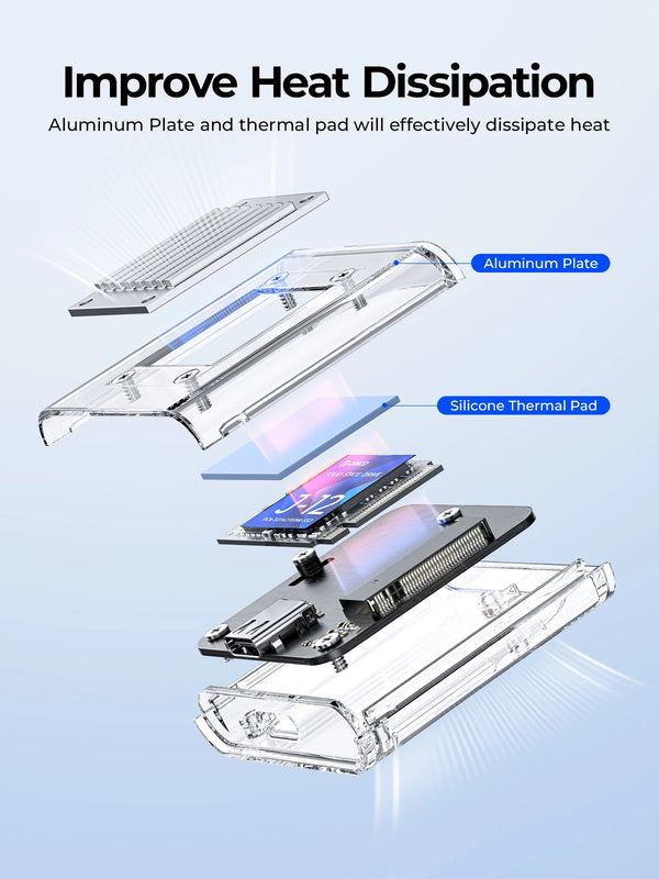ORICO Mini 2230 M.2 SSD Case NVMe Enclosure 10Gbps M.2 to USB Type C Transparent External Adapter NVMe Enclosure for PCIe SSD