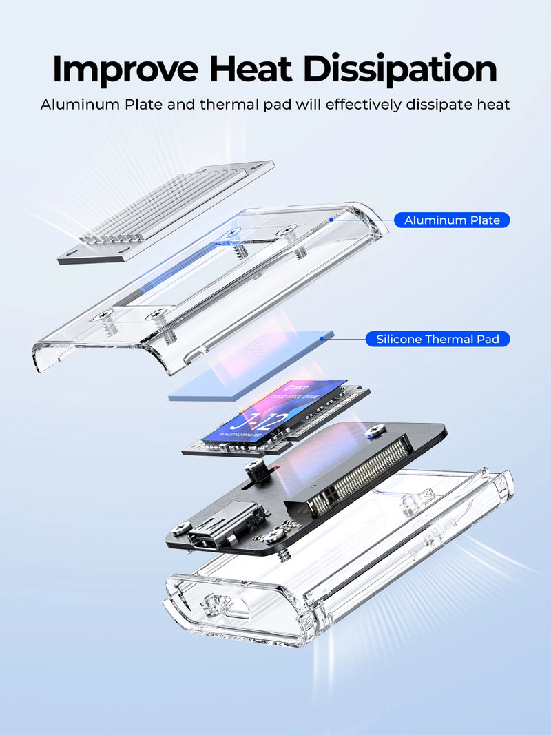 ORICO Mini 2230 M.2 SSD Case NVMe Enclosure 10Gbps M.2 to USB Type C Transparent External Adapter NVMe Enclosure for PCIe SSD