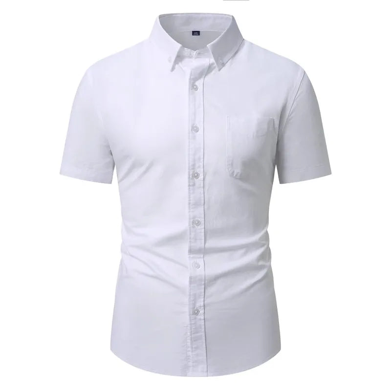 Button Down Collar Men's White Long Sleeve Cotton Shirt, Oxford Spun Business Casual Shirts,Asian Size M-4XL,Gray Blue Available