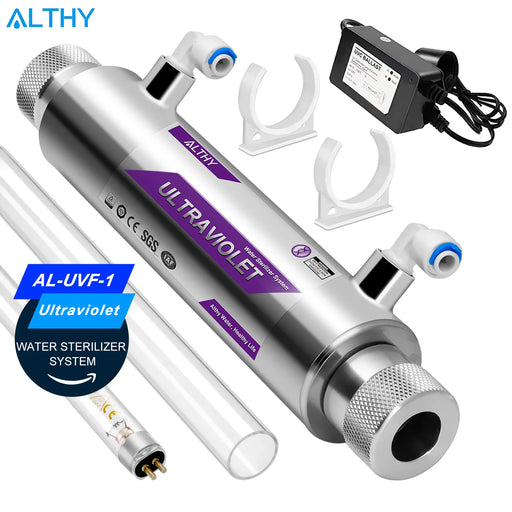 ALTHY Stainless Steel UV Ultraviolet Water Filter Purifier System Tube Lamp Direct Drink 1GPM / 2GPM
