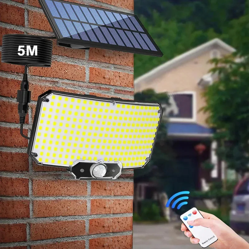 Led Solar Lamp Outdoor Motion Sensor Solar Flood Lights With Remote Control Ip65 Waterproof Security Lamps for Outside Party