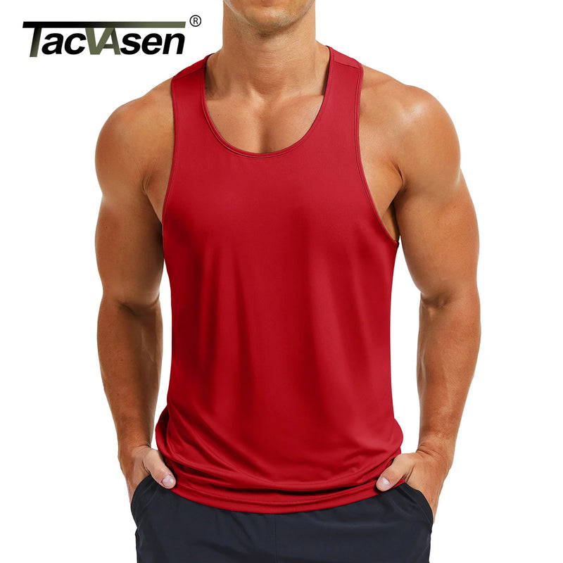 TACVASEN Men's Dry Fit Tank Tops Fitness Workout UPF 80+ Sleeveless Shirts Summer Muscle Gym Running Vest Athletic Tank Tops