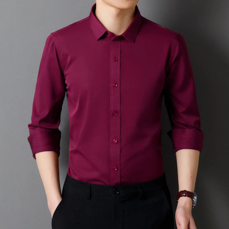 Deep Purple Men's Dress Shirt, Perfect for Weddings, Parties, Business Events, and Performances. White,Black,Blue,Red,Gray,Pink.