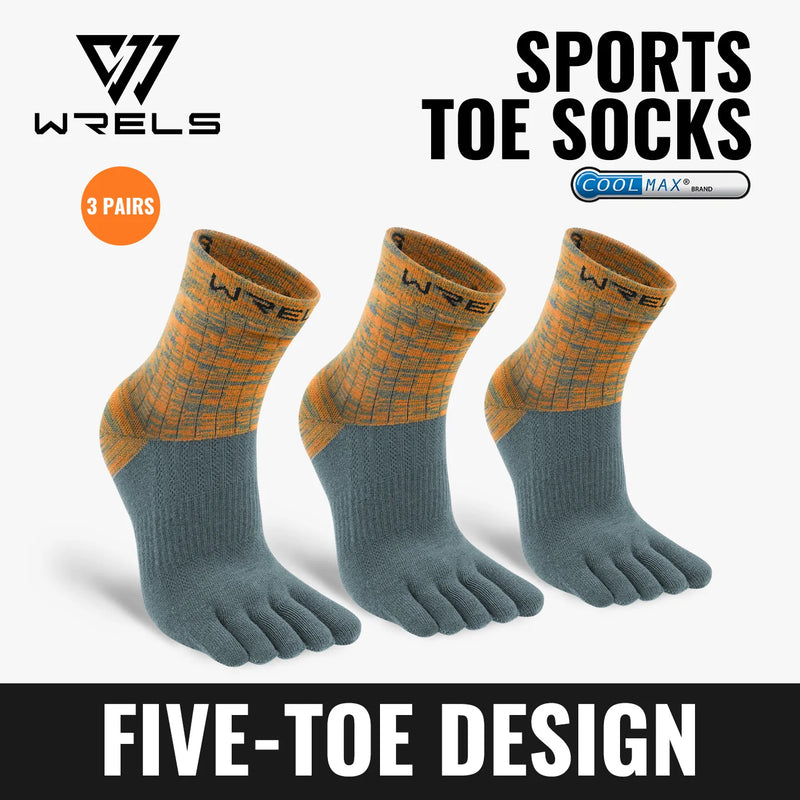 WRELS 1/2/3pairs COOLMAX Toe Socks for Men Women Running  Athletic Breathable Five Toe Quick Dry Performance Compression Toe Soc