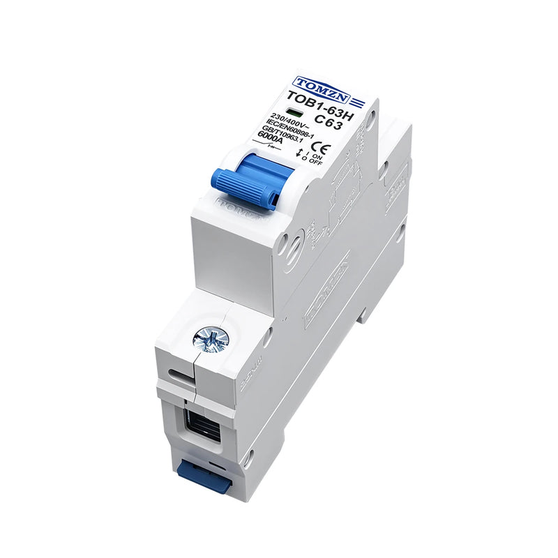 TOMZN 1P AC MCB TOB1-63H C Type AC 230/400V~ 50/60Hz Mini Circuit Breaker 3A 6A 10A 16A 20A 25A 32A 40A 50A 63A