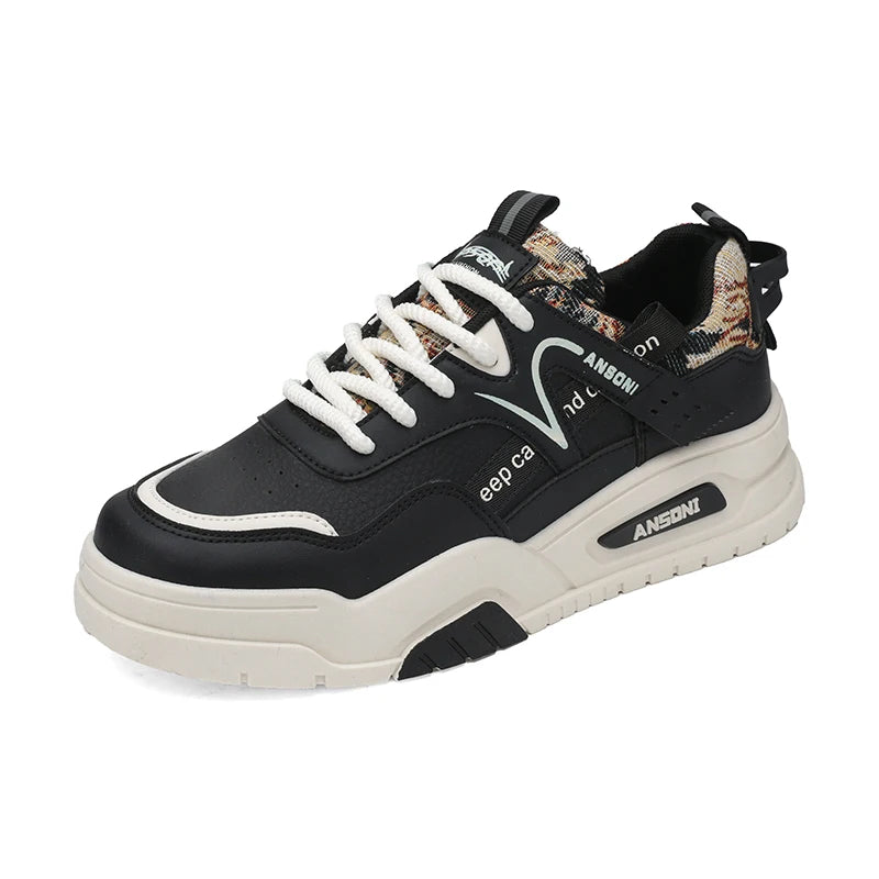 Men's fashion Korean casual shoes four seasons soft sole non-slip breathable outdoor walking shoes Thick sole sports board shoes