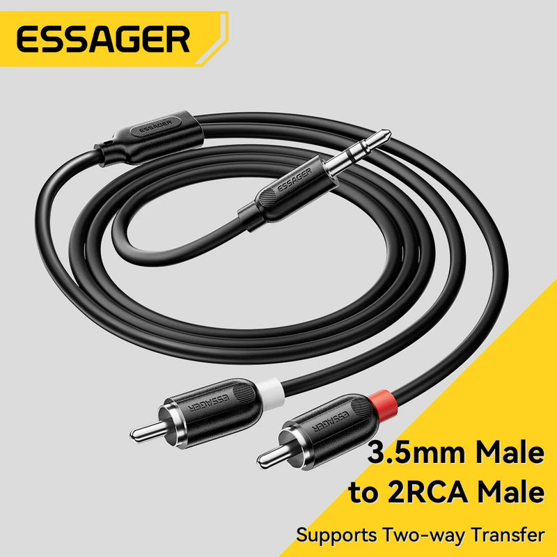 Essager RCA Cable 3.5mm to 2RCA AUX Audio Cable Splitter for Smartphone TV PC Speaker Amplifier Home Theater RCA AUX Audio Cable