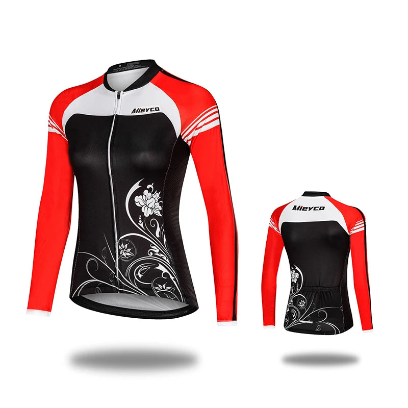 Women's Long Sleeve Cycling Jersey Quick Dry Breathable MTB Road Bike Shirt Spring Autumn Riding Training Sportswear Top