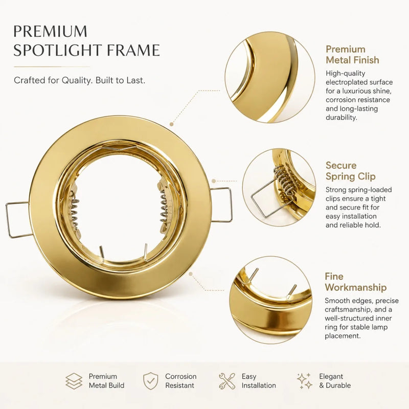 JOYINLED Gold Recessed Downlight Frame Trim Ring 1/2/10PCS GU10 MR16 Spotlight Holder Fitting 60mm Cut Out Ceiling Lamp