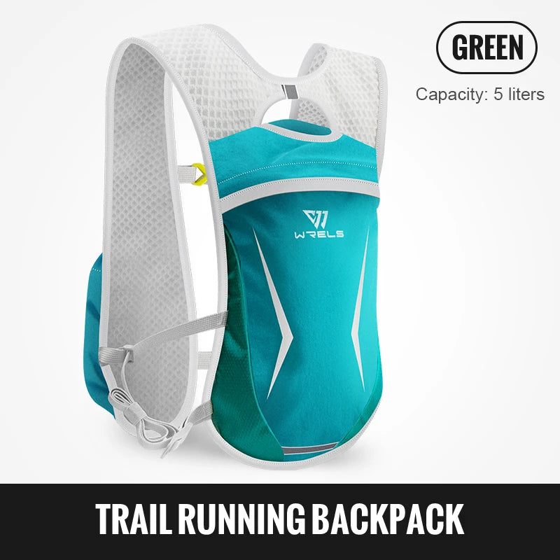 WRELS Hydration Running Vest Backpack Pack 5L Women Men Jogging Trail Race Marathon Cycling Hiking Lightweight Running Backpack