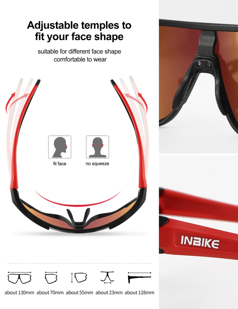 INBIKE Cycling Sunglasses For Men Bicycle Goggles Eyewear Photochromic MTB Road Bike Goggles Sunglasses for Cycling Accessories