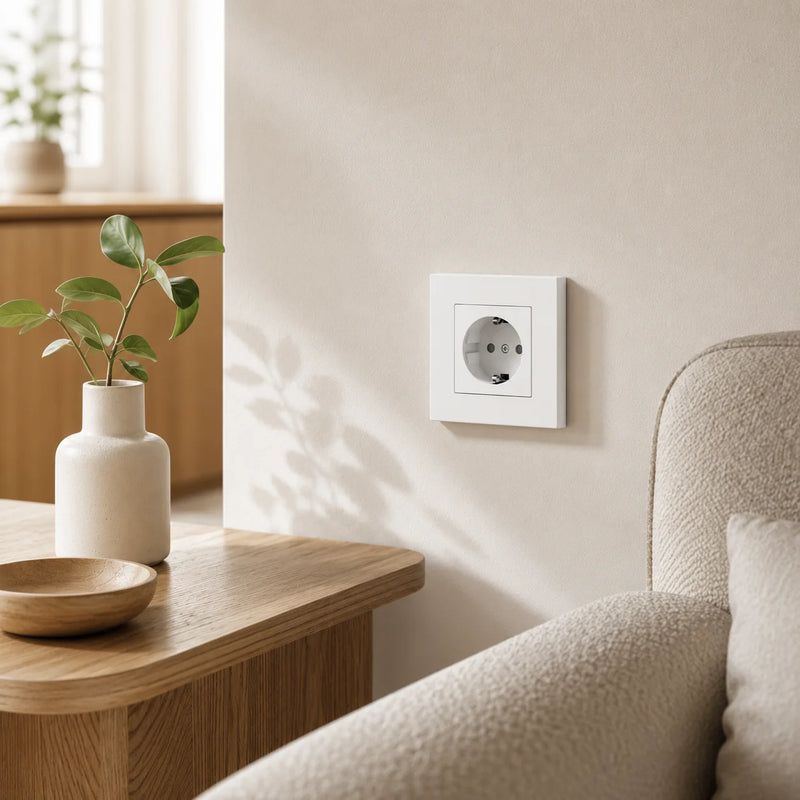White EU standard electrical wall adapter charging German plug socket power Outlet, 16A,Black PC panel home bedroom socket