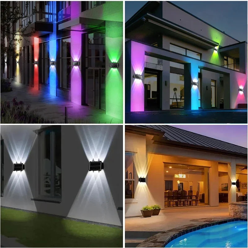 1/2 PCS Solar LED Spotlight Outdoor Waterproof Upper And Lower Lighting Solar Powered Streetlight for Balcony Courtyard Garden