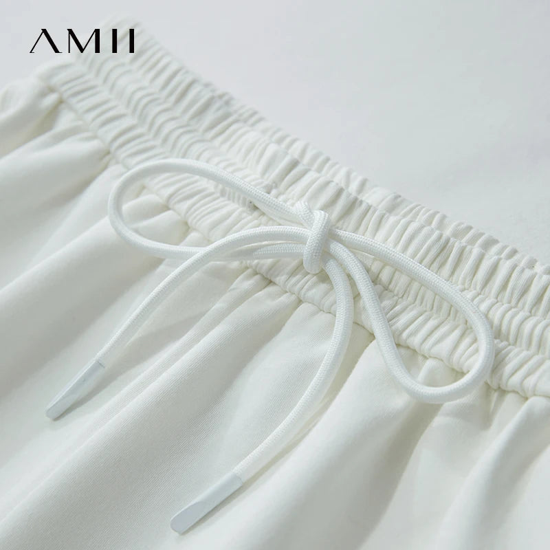 AMII Minimalist Casual Shorts for Women 2026 Summer Print Sports Style Short Pants Female Knitting Straight Pant Woman 12522004