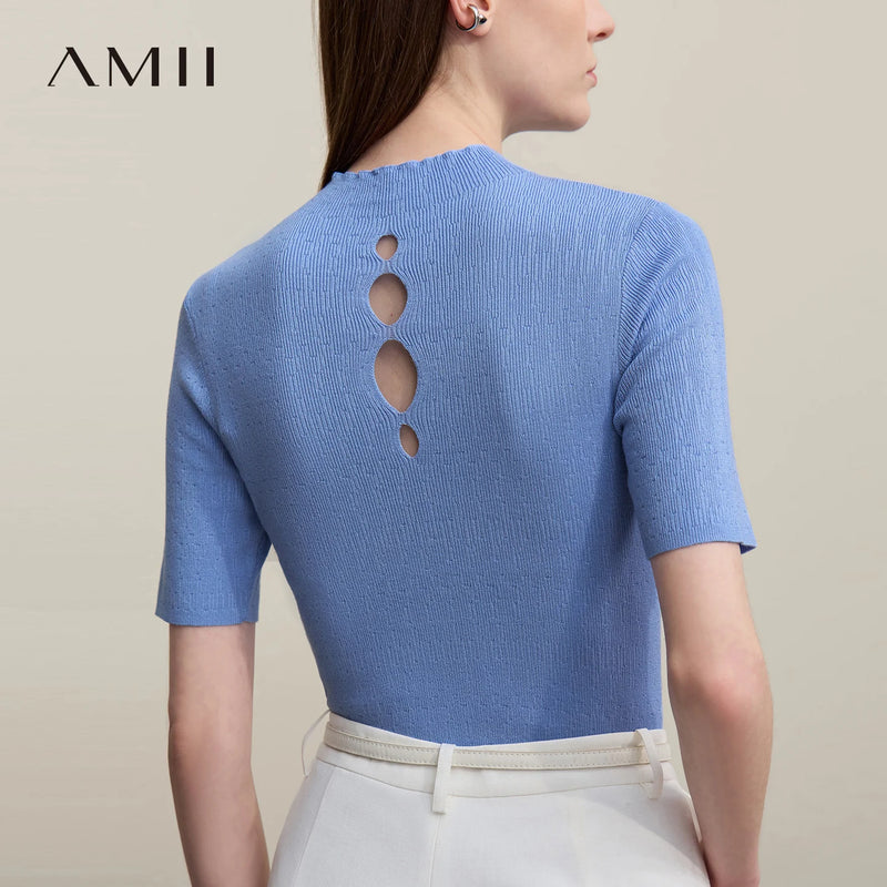 អាវយឺត Amii ប៉ាក់ឆ្នាំ ២០២៦ រដូវក្តៅថ្មី ធម្មតា ងាយស្រួលប្រើ ក ប្រហោង ដៃខ្លី អាវប៉ាក់ស្ដើង អាវក្រៅ ស្រី 12622064