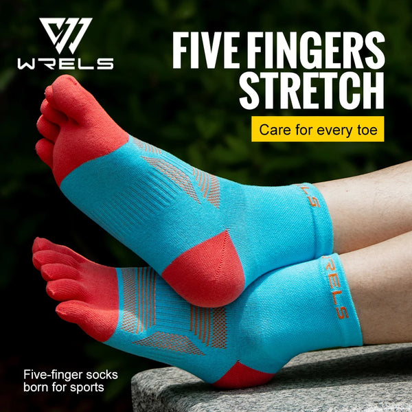 WRELS Toe Socks for Men and Women Athletic Hiking Toe Socks Soft Comfortable and Moisture Wicking Quick-Dry Five Toe Socks