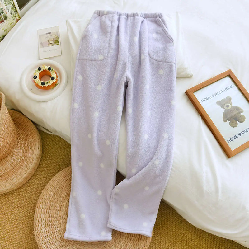2026 New Pajama Pants for Women Autumn Winter Flannel Thick Warm Soft Sleeping Pants Casual Loose Sleepwear Trousers Home Wear