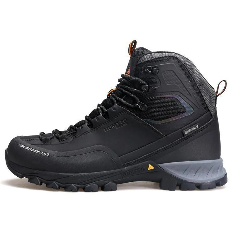 HUMTTO Leather Hiking Boots for Men Luxury Designer Waterproof Outdoor Shoes Climbing Trekking Sneakers Mens Safety Ankle Boots