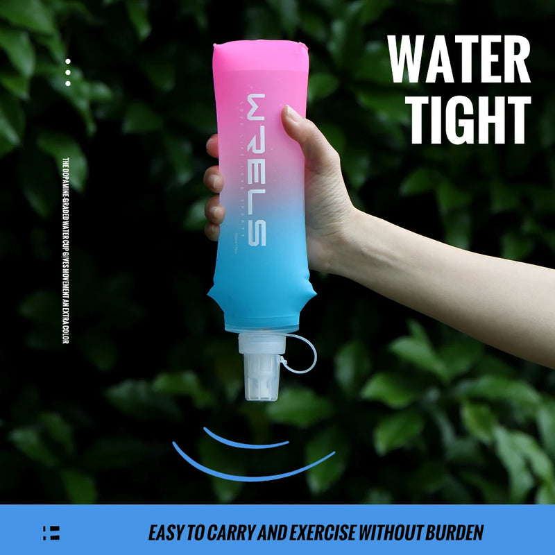 TPU Outdoor Sport Bottle Folding Soft Flask Drink Portable Water Bottle for Running Camping Hiking Bicycle Fitness Water Bag Run