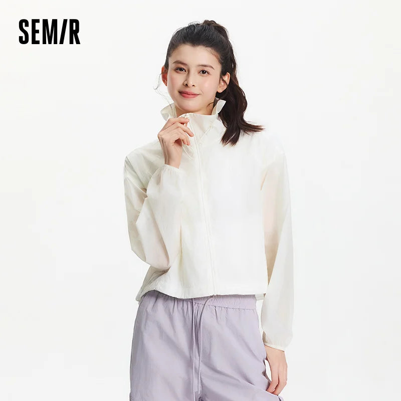 Semir Womens UV Jacket 2026 Short Bud Collar Loose Fit Tops Cool Feeling Elegant Casual Style Soft Comfortable Daily Wear