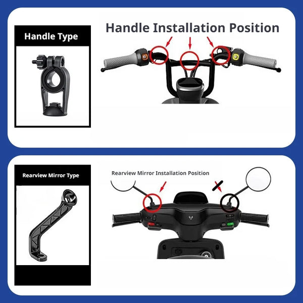 SEAMETAL Motorcycle Mobile Phone Stand Shockproof Riding Bicycle Phone Holder Navigation Bracket Handlebar/Rearview Mirror Type