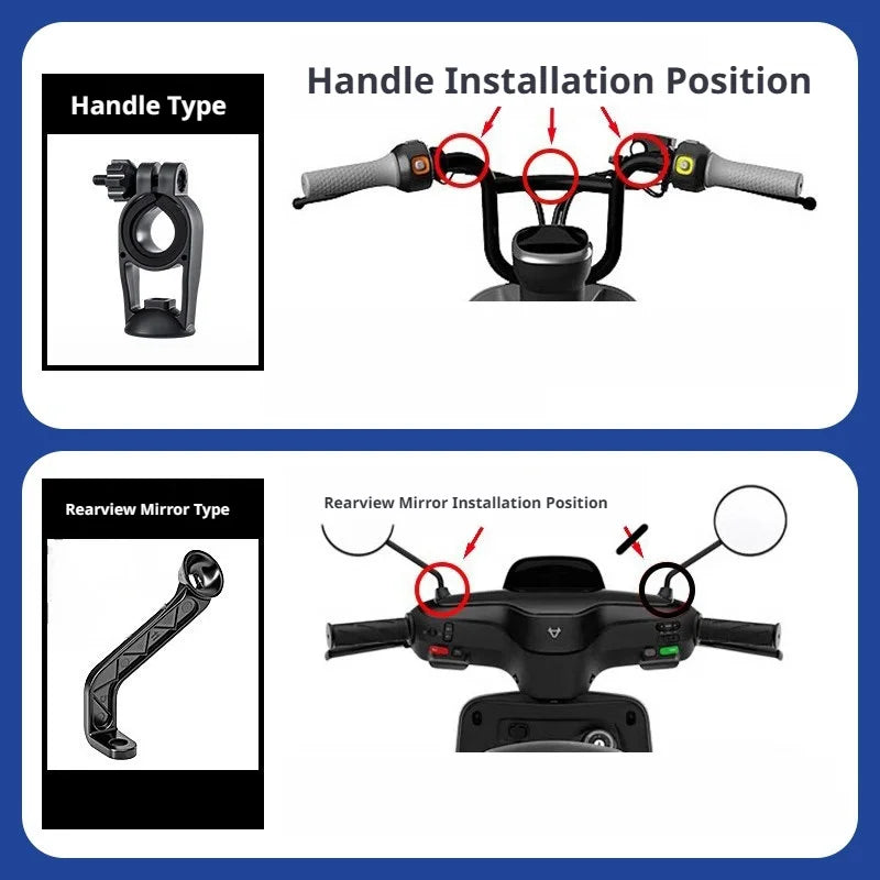 SEAMETAL Motorcycle Mobile Phone Stand Shockproof Riding Bicycle Phone Holder Navigation Bracket Handlebar/Rearview Mirror Type