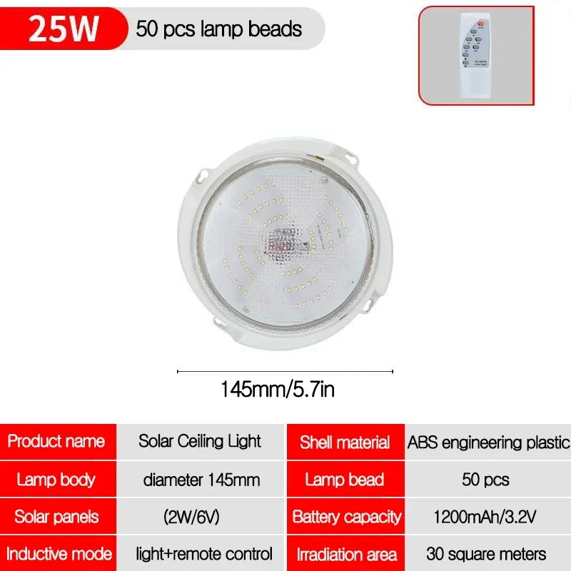 Solar Ceiling Light Home Bedroom Remote Control Ceiling Lamp Balcony Living Room Solar Powered LED Outdoor Decorative Lighting