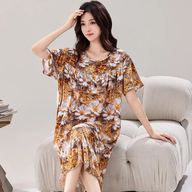Summer Dress Short Sleeve Nightgowns Woman Sleep New Loose Night Wear for Ladies Nightie Women's Sleepwear One Piece Homewear