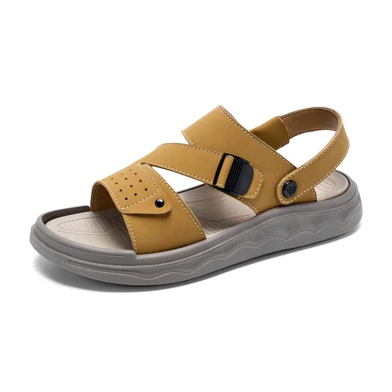 Summer Outdoor Retro Sandals Men Genuine Leather Sandals Beach Sandalias Hombre Verano Sandale Homme