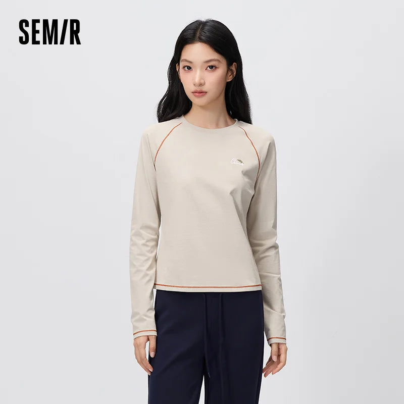 អាវយឺតដៃវែង Semir សម្រាប់នារី ស្លីម ស្រូបសំណើម ស្ងួតលឿន សម្រាប់កីឡាក្រៅផ្ទះ រដូវស្លឹកឈើជ្រុះ អាវក្រៅផ្ទះ សម្រាប់ស្លៀកតាមផ្លូវ ឆ្នាំ២០២៦