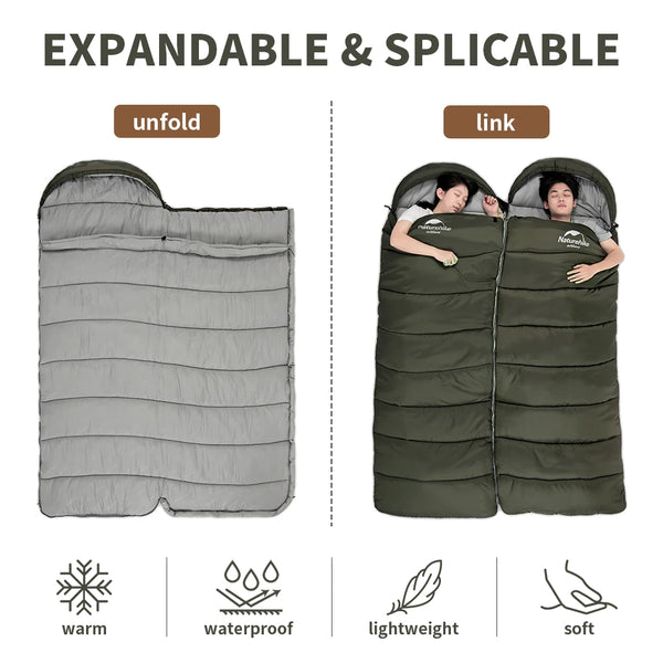Naturehike Sleeping Bag Ultralight Compact Potable Envelope Winter Sleeping Bag Cotton Quilt Travel Outdoor Camping Sleeping Bag