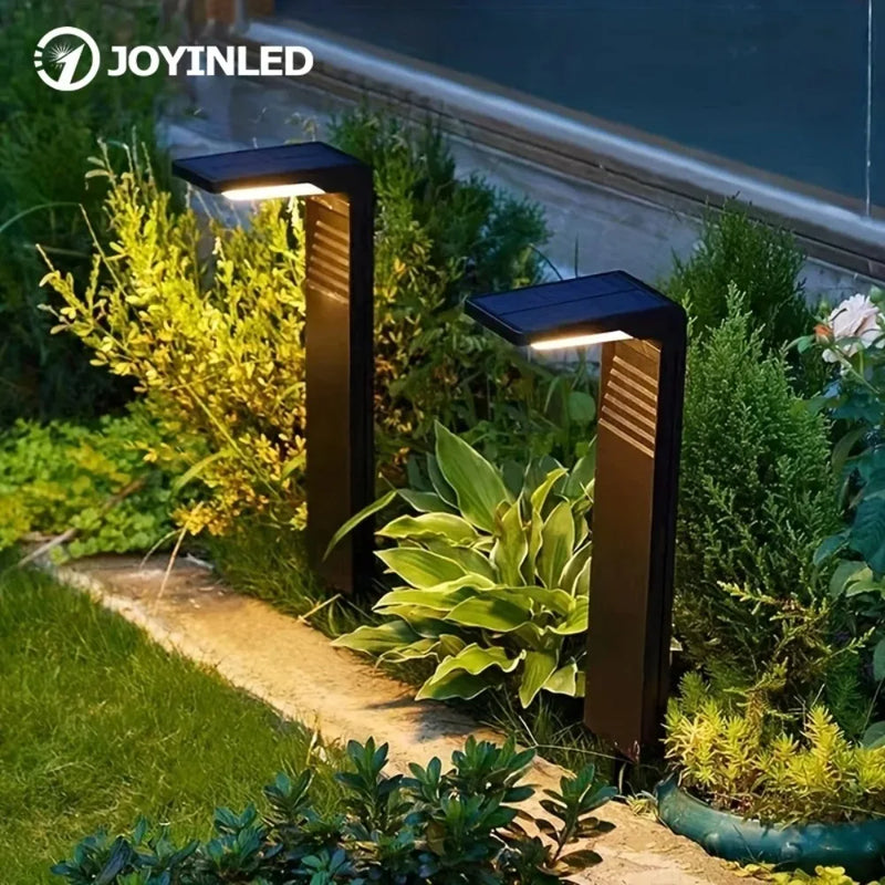 ភ្លើង LED ពណ៌ខ្មៅប្រើថាមពលព្រះអាទិត្យធន់នឹងទឹកសម្រាប់ផ្លូវដើរក្នុងទីធ្លាសួនច្បារច្រករបៀងតុបតែងភ្លើង LED ចង្កៀងថាមពលព្រះអាទិត្យក្រៅផ្ទះ