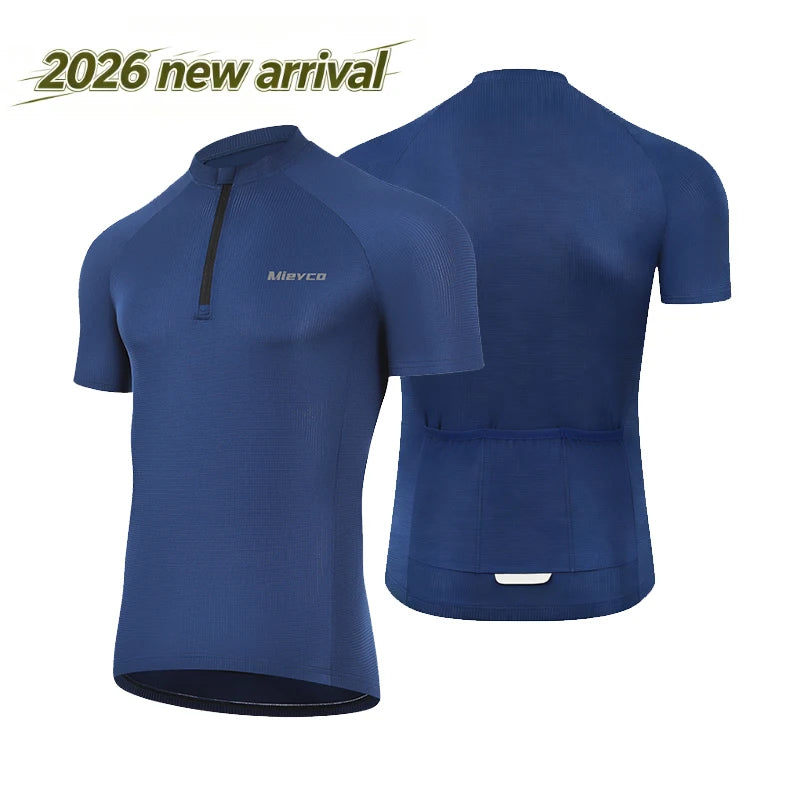 Mieyco Men's Short‑Sleeve Bike Cycling Jersey Quick Dry Moisture Wicking Breathable Biking Top With 3 Rear Pockets