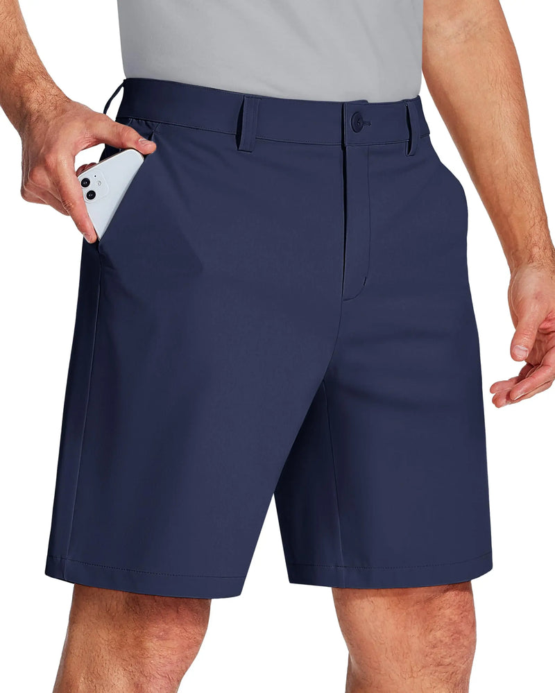 TACVASEN Golf Quick Dry Shorts Men Stretch Lighyweight Dress Work Casual Shorts with 4 Pockets Flat Front Hiking Shorts 9 Inch