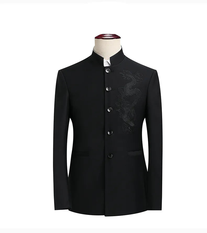 Chinese Style Men's Long Sleeve Suit Jacket, Slim Fit Coat, Asian Size M-6XL, Available in Blue,Black,White,Red,Grey Blazers