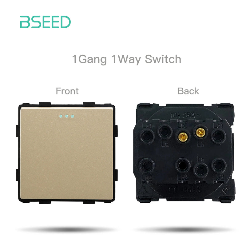 BSEED Mechanical Button Switch 1/2/3Gang 1/2Way USB Type-C Charge Port Wall Power Outlet DIY Function Part Plastic Frame Only